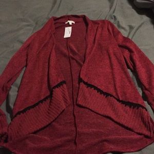Red with black accent Maurice’s cardigan